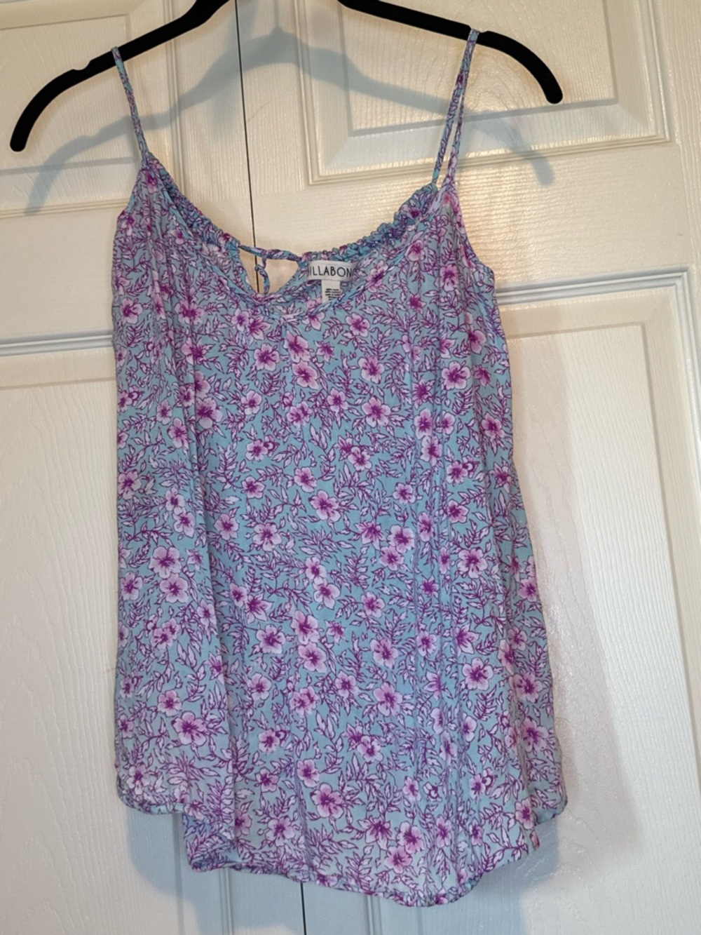 Billabong Light Blue and Pink Floral Cami Top - S